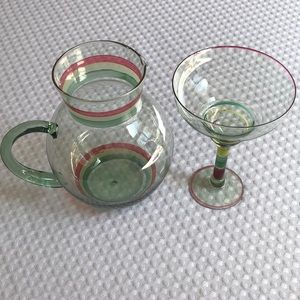 Margarita Blown Glass Pitcher and Glass Set